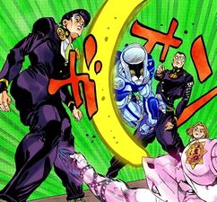 The Hand being used to save Josuke from Killer Queen
