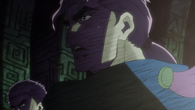 Straizo awed as he follows Speedwagon to see the man in the pillar