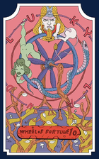Tarot card representing the Wheel of Fortune