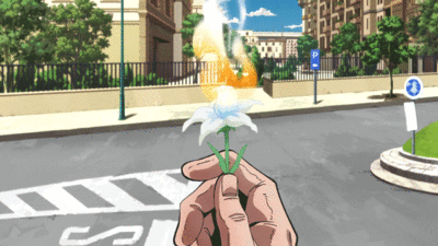 Turning a transformed flower back into Polpo's lighter, used to conceal the lighter's flame