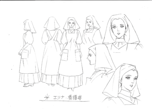 Folha de Modelo das Vestes de Enfermeira de Erina (?) do Filme