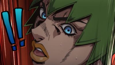 Shocked at Anasui's reckless sprint to the door