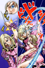 Lucy attacking Funny Valentine with Ticket to Ride