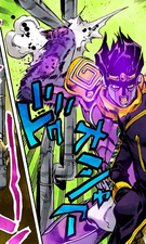 Star Platinum smashing a pipe to cause an gas explosion