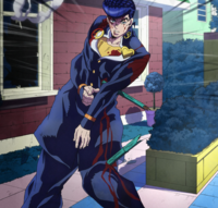 Wounded Josuke confronts Kira.png