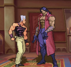 Devo is shown to be significantly taller than Polnareff when upright