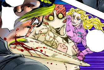 Elbowing Jolyne in the face