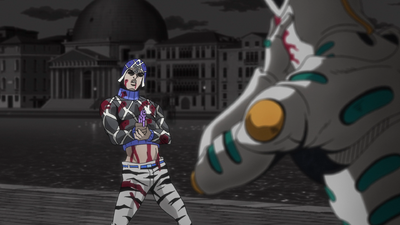 Mista stands his ground against Ghiaccio despite his physical condition.