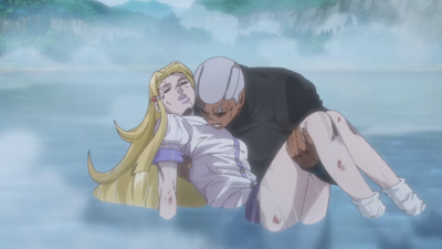 Perla's body being held by Pucci