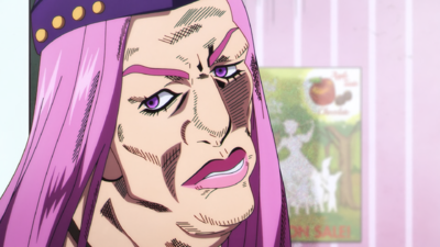 Anasui using Diver Down to stuff chocolates underneath his skin to change the structure of his face to fool the police officers