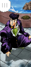 Josuke's first appearance, confronted by delinquents