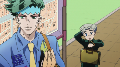 Rohan asks Koichi for help with finding his way around Morioh.