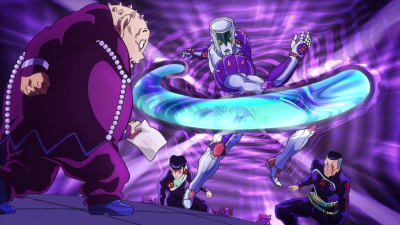 Shigechi is tricked by Okuyasu as The Hand swipes the check away