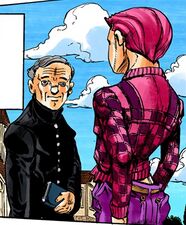 Doppio in the past with his foster father