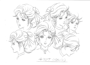 Movie Erina's Wedding Outfit. Wedding Heads of Perspective Model Sheet