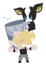 Iggy biting off Polnareff's hair and farting in his face (Unreliable Helper)