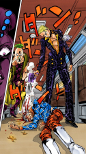 Mista gets shot in the head by Prosciutto