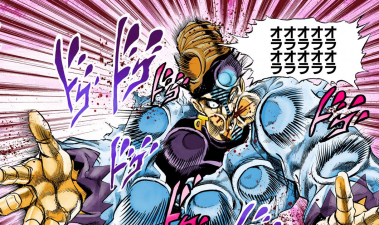 Beaten to a pulp by Star Platinum