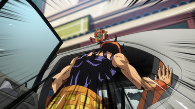 Formaggio shrinks himself and hides from Narancia