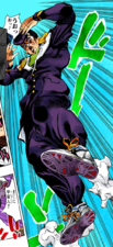 Transformed into sneakers, his speed and Josuke's combined