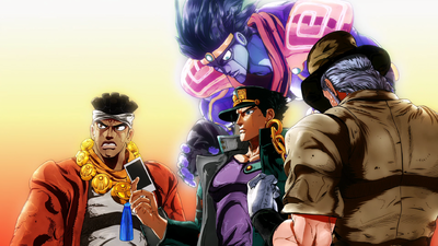Star Platinum observes the Hermit Purple's spirit photo of DIO