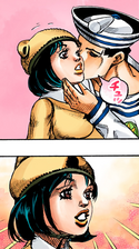 Daiya sendo beijada por Josuke