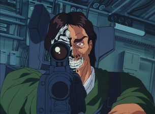 Dordo missing half of his face, revealing he's a cyborg