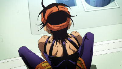 The distinct wound created by Soft Machine's rapier, as shown by Moody Blues taking on the form of Narancia Ghirga