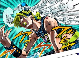 Sky High's rods attack Jolyne