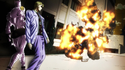 Kira explode Shigechi usando uma moeda como bomba