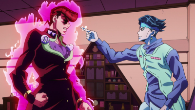 Getting his hair insulted by Rohan Kishibe.