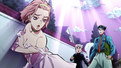 Showing Rohan and Koichi her scars.