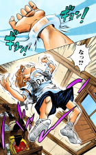 Hayato held in mid-air with its powers