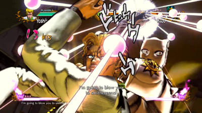 Killer Queen charging First Bomb in Yoshikage Kira's HHA