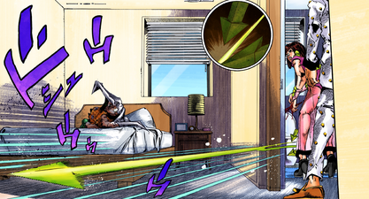 The arrow is redirected in the opposite direction by Satoru's calamity