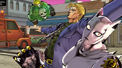Sheer Heart Attack in one of Yoshikage Kira's outro poses, Eyes of Heaven