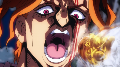 Sale opens his mouth to catch Mista's bullet