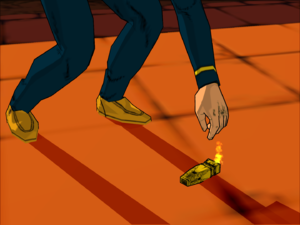 Giorno picking up the lighter after defeating Black Sabbath