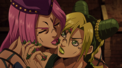 Nibbling a flower on Jolyne's face, SO Chapter 77