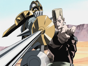 Polnareff declares justice to be brought to Hanged Man
