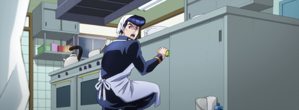 Being forced to clean Tonio's kitchen as payment for contaminating it