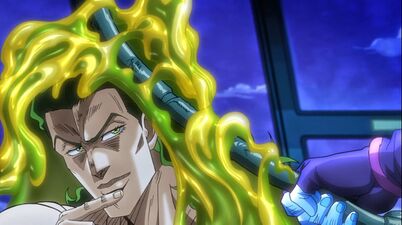 Yellow Temperance prevented the attack by Star Platinum