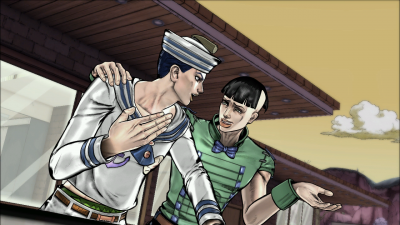 Josuke and Joshu getting along with each other during the ending