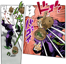 Okuyasu defeated with flower pots