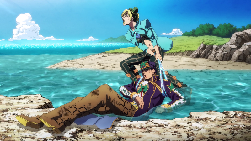 File:JolyneDraggingJotaro'sBodyAnime.png - JoJo's Bizarre Encyclopedia ...