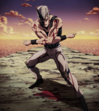 Polnareff cornered by Diavolo