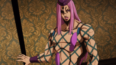 Anasui worries that Jolyne might be under attack already and leaves the room