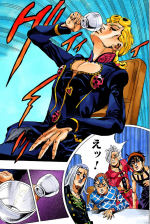 Giorno drinking Abbacchio's "tea", much to Narancia and rest of the members' shock