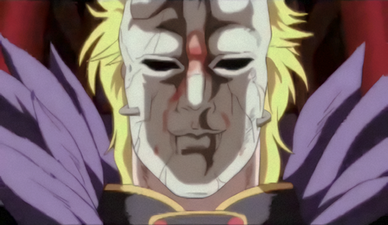 Dio donning the Stone Mask to become a vampire