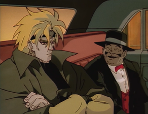Explains to DIO about how he knocked out his driver, so the car can't be driven (Episode 12 (OVA))
